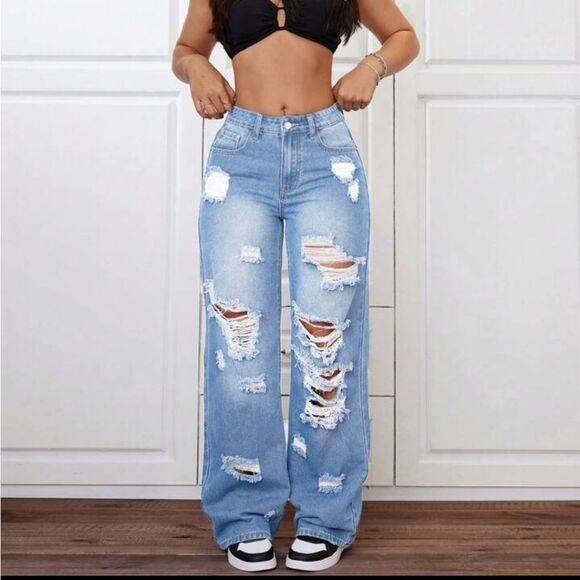 🆕️👖SHEIN Distressed Jeans, Size M - Picture 1 of 8